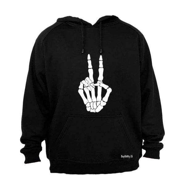 Skeleton Peace Sign Halloween - Hoodie