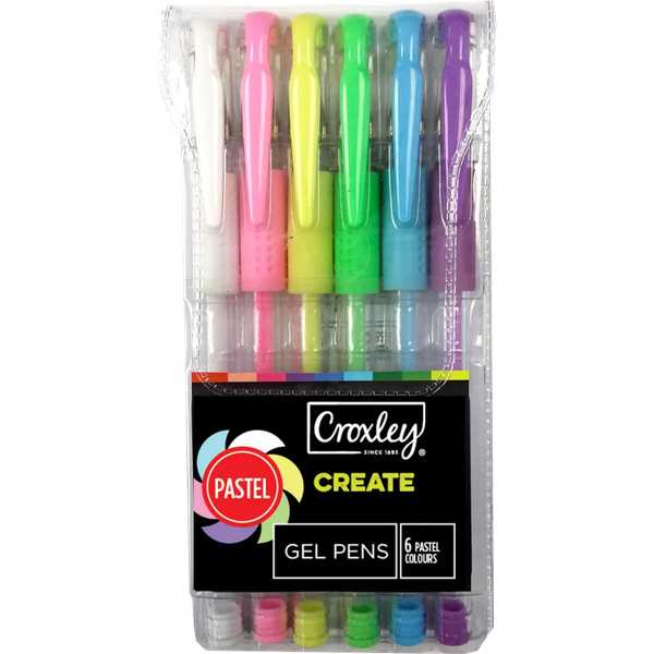 Croxley- Create Pastel Gel Pen- Wallet Of 6 Assorted Colours ×2