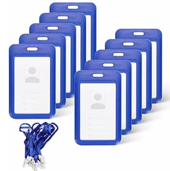 10 Piece Neck Vertical ID Badge Holder Plastic ID Card
