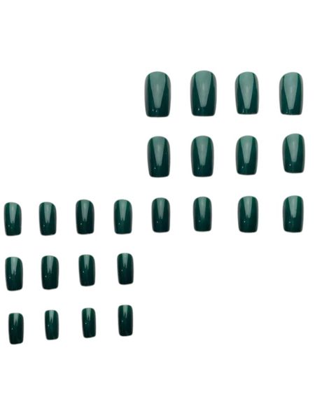 24 Piece - Glossy Square Press-On Nails - Emerald Green