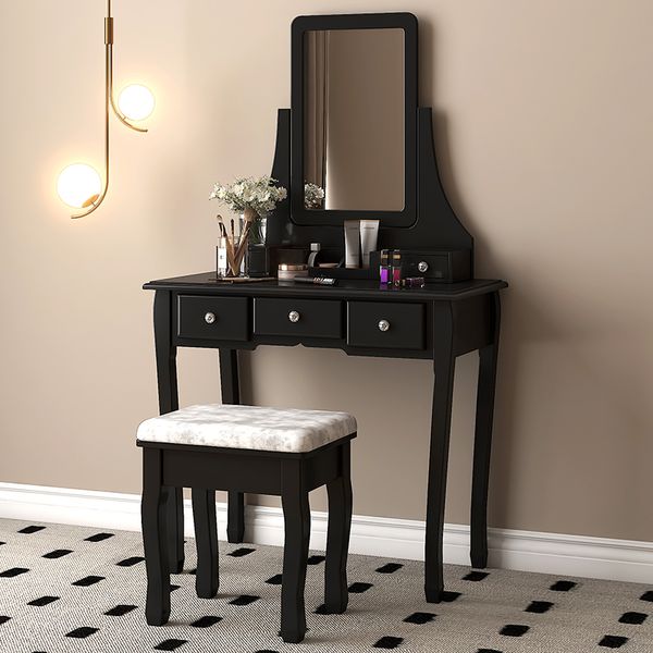 Dressing Table Stool Set Makeup Vanity Desk With image