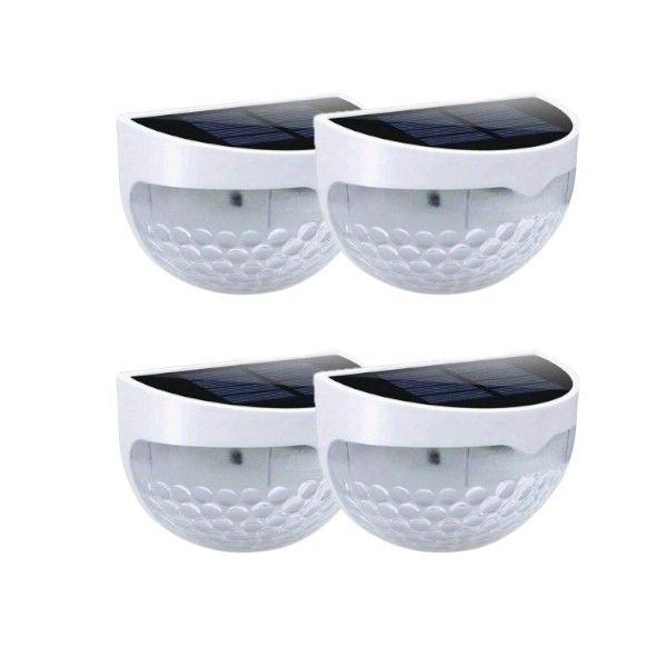 4 Piece - Solar Powered Wall Mounted LED Light For Outdoor - White