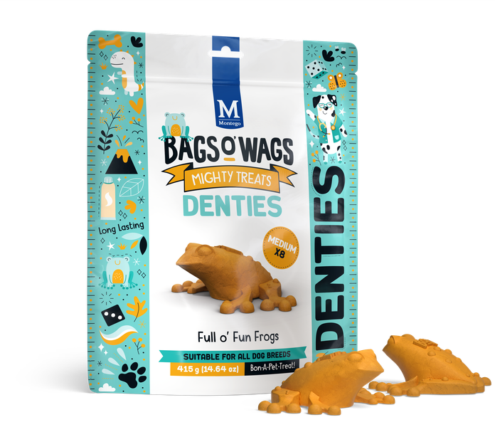 Montego Bags O' Wags - Denties Frog Medium Dog Treats - 415 g