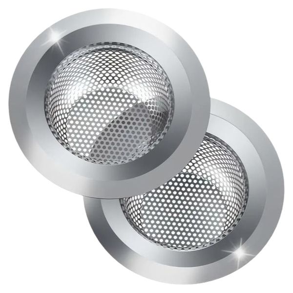 2pcs Stainless Drain Large Wide Rim 4.5" Diameter, Food Catcher For Most