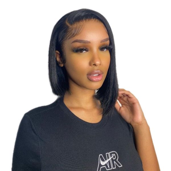 Vietnam Original Hair Straight Full Frontal bob 10inch Black Wig 13x4 Lace