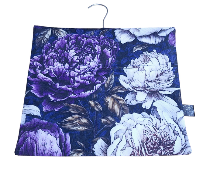 Laundry Peg Bag - Amazing Open Purple and White Flowers with Golden Leaves