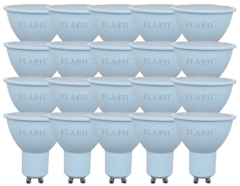 Flash Gu10 4W SMD LED Light Bulb Frosted Lens 300lm - 20 Pack