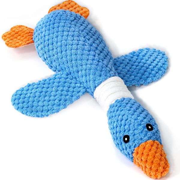 QYNIAL Goose Indestructible Dog Toys, Crinkle Squeaky Plush Dog Puppy Toys