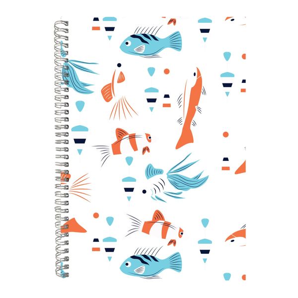 Light Blue A4 Notebook Spiral Lined Fishing Lovers Graphic Notepad Gift 188