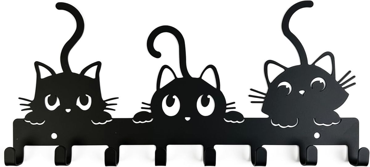 Key Holder Wall Mount, Metal 8 Hooks, Keys Organizer Rack for Doorway