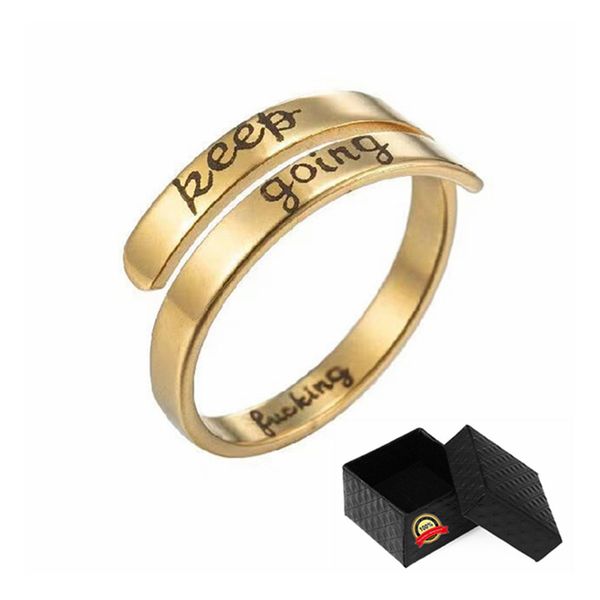 Favorable impression Stainless Steel Ring Keep Going Silver