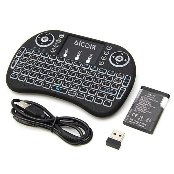 AICOM - Backlit Wireless Mini Keyboard Mouse Combo with Touchpad