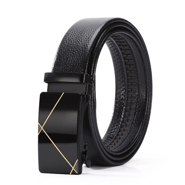 Cool Mirror Geometric Pattern Automatic Buckle Men Business Casual Belt