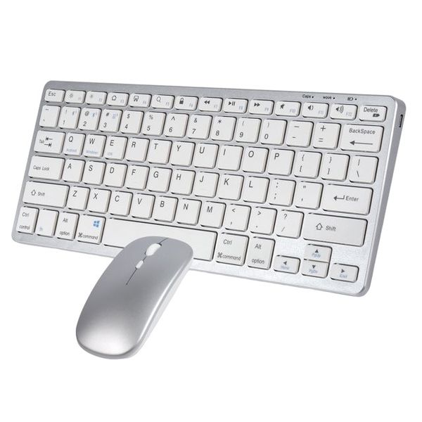 Ultra - Thin Rechargeable Wireless Keyboard &amp; Mouse Combo - Silver