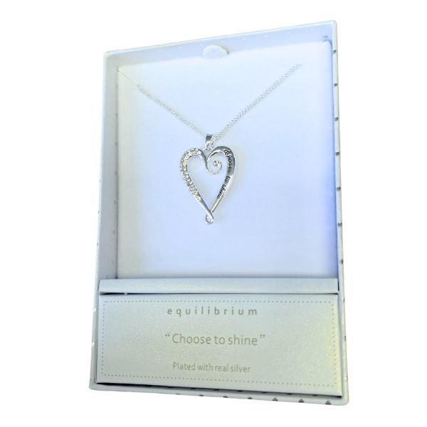 Equilibrium Silver Plated Pendant Necklace Heart Choose to Shine