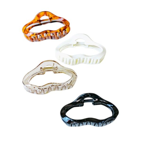 4 Piece - Glossy Cloud-Shaped Claw Clip Set - Multicolour