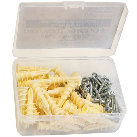 100 Piece (50 Pack) #8 Self Drilling Drywall Anchors & Screws-34KG Weight Bear Image