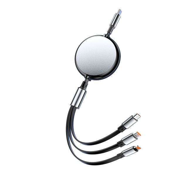 3 in 1 Retractable USB C 6A 100W USB Fast Charger Compatible With Phones