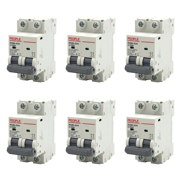 People RDB5-63H C50-2P 50A Double Pole Circuit Breakers - 6 Pack