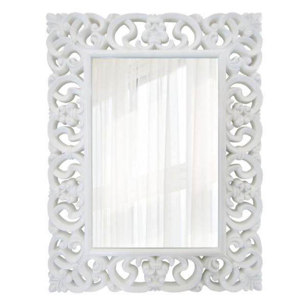 Rectangle Vintage Shiny White Mirror - 1300x1010mm