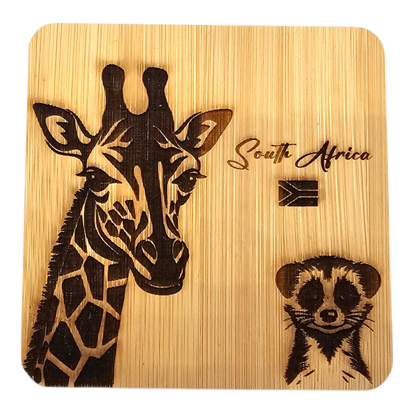 Laser-Engraved Bamboo Coaster with Bottle Opener 10 x 10cm