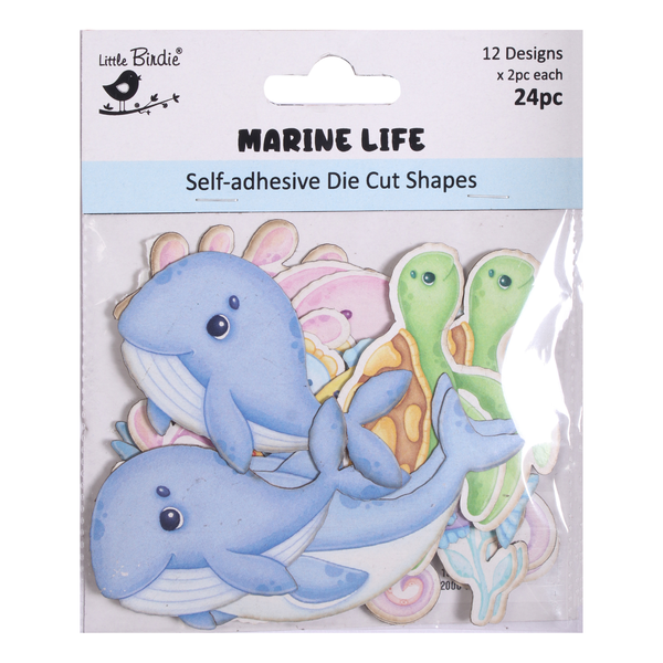 Self - Adhesive Die Cut Shapes - Marine Life - 24 Piece