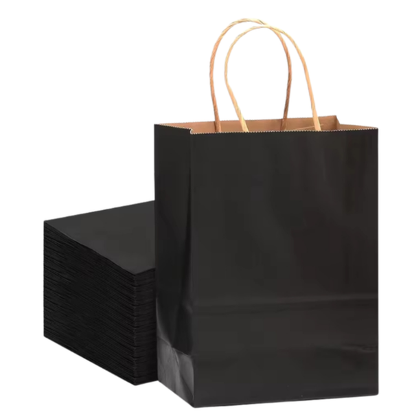 12-Pack Black Kraft Paper Gift Bags - XL
