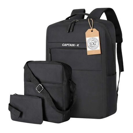 Captain - K - 3 Piece Waterproof Laptop Backpack Bag Image