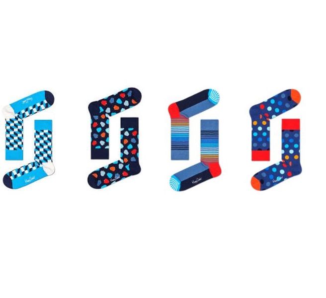 Happy Socks 4-Pack Navy Socks Gift Set - Multi colour