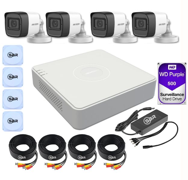 Hikvision 4 Channel Bullet DIY CCTV Kit - New SBR Bundle