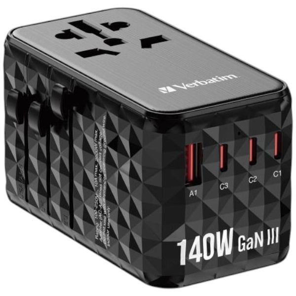 Verbatim Gan iii Universal Travel Adapter Uta-10 With USB-C + USB-A