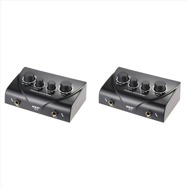 Portable Dual Mic Inputs Audio Sound Mixer Black Us Plug