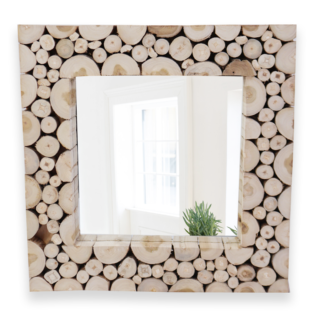 Natural Teak Glass Mirror & Wall Mounted Mirror for Home Decor Square