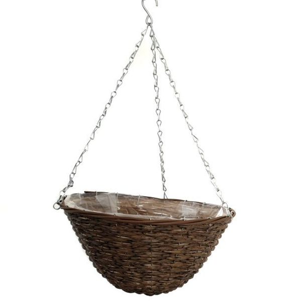 PH Home - Plastic Wicker Round Hanging Basket 35cm