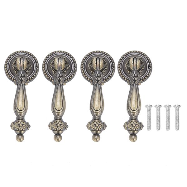 4-Piece Bronze Single-Hole Pulls with Screws for Furniture