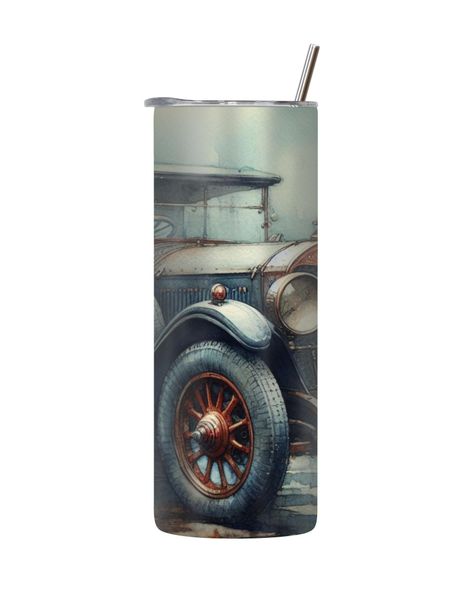 Rusty 20 Oz Tumbler with Lid Straw Trendy Old Vintage Cars Graphic Gift 211