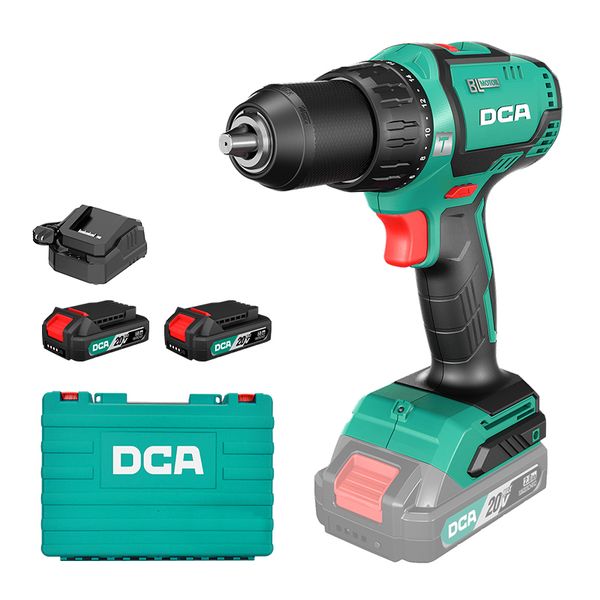 DCA 20V 13mm 60nm Industrial Hammer Drill Kit With 2.0Ahx2 &amp; Charger