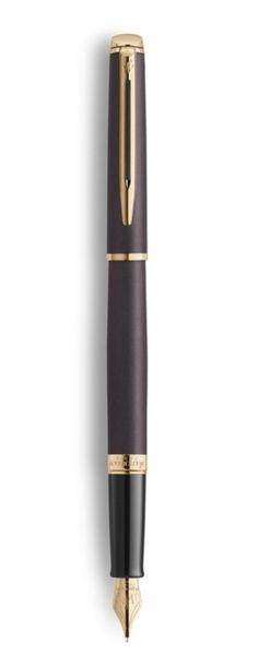 WATERMAN Hemisphere Metallic Black Gold Trim Fountain Pen Medium Gift Box