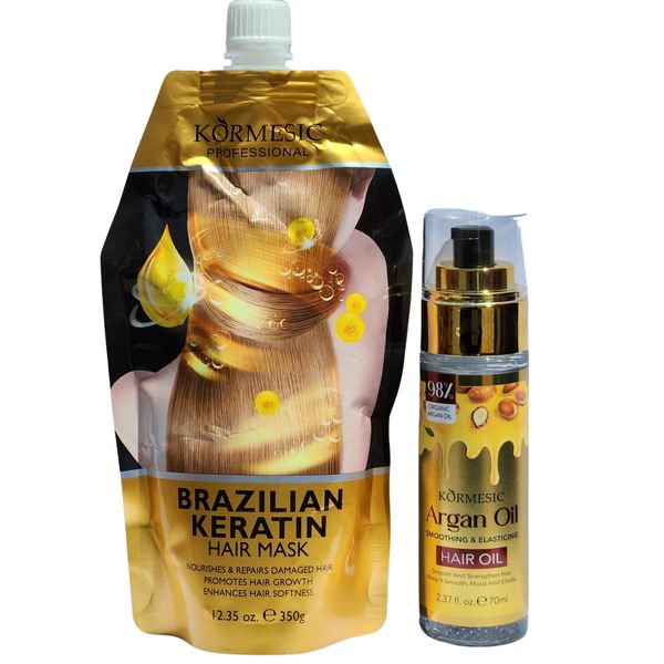 Kormesic Brazilian Keratin Hair Mask And Kormesic Argan Hair Oil Combo