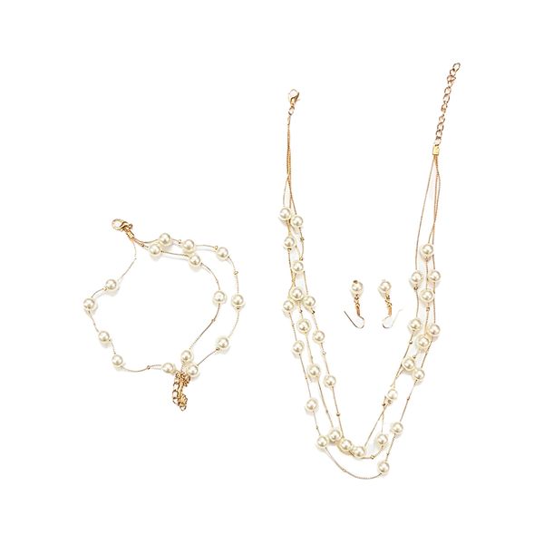 Aesthetics Design Beads Gold Chocker Collar Necklace Set For Women | AW