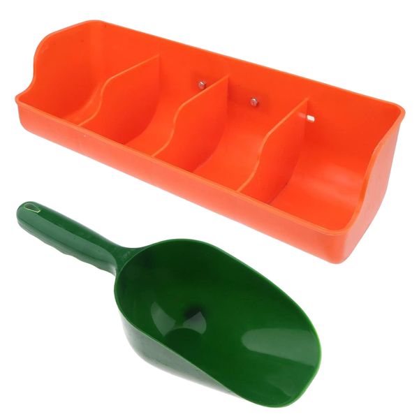 Pet Multifunctional Mountable 4 Grid Pig Feeder &amp; Food Scoop Set of 2(47cm)