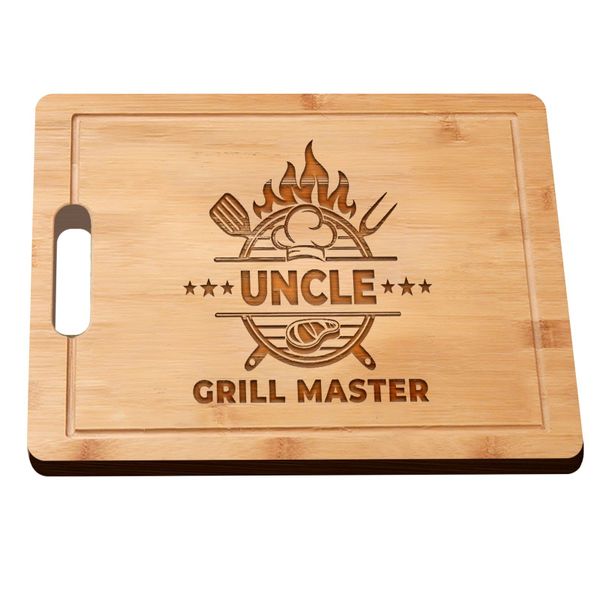 Laser Engraved Bamboo Cutting Board with Juice Groove Warm Gifts for Uncle