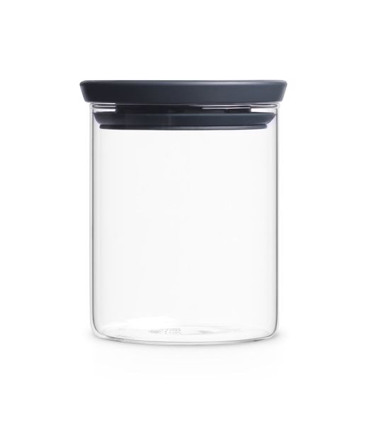 Brabantia - Stackable Glass Jar 0.6L Dark Grey Lid, Modular Kitchen Storage