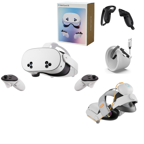 Meta Quest 3S - 128GB VR Bundle: Strap, Cable &amp; Grips (Parallel Import)