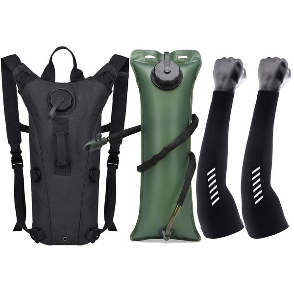 Hydration Backpack Biking Hiking Survival with Arm Sleeves