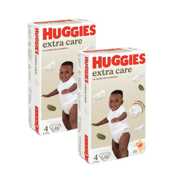 Huggies Extra Care Size 4 52's x 2 Pack of Disposable Diapers/Nappies
