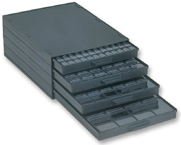 Licefa (A1-4/4 ESD MIX) Storage Cabinet, 4 Drawer, ESD, Black, Plastic