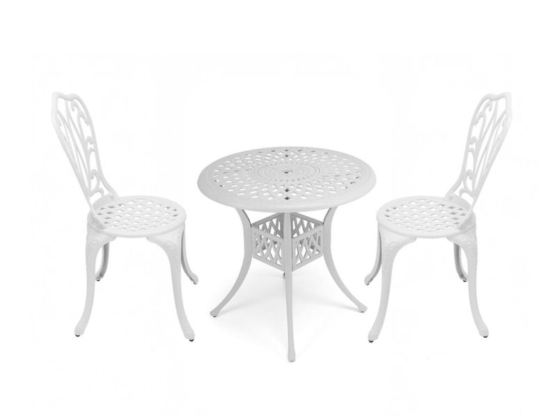 2-Seater Aluminum Outdoor Dining Set - Lisa 3-Piece Garden Table And Chairs