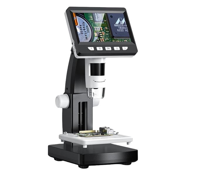 DW Digital Microscope With 4.3 Inch IPS Screen 50 to 1000X 2MP With 8 LED