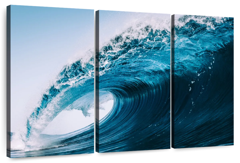 Canvas Art - The Big Wave 3 Piece Canvas Wall Art Living Bedroom Decor